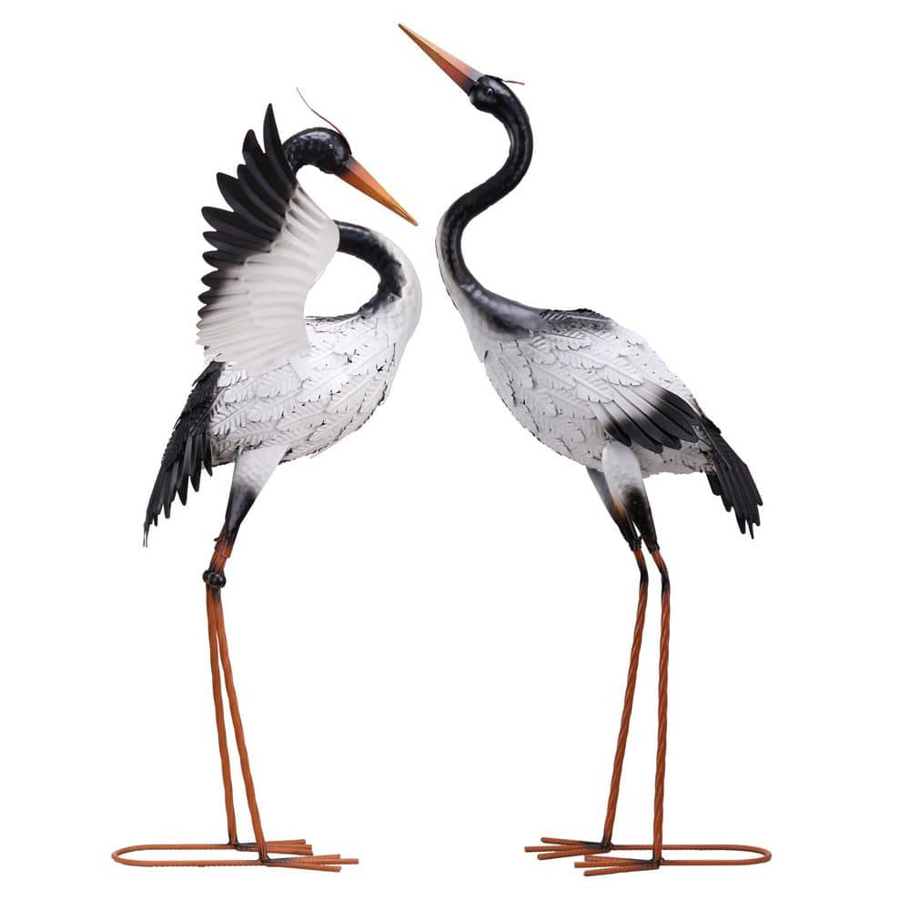 25 in. and 26 in. H White Metal Crane Garden Statues Outdoor, Heron Decoy Garden Decor, (2-Pack) price history on PriceWatchPro