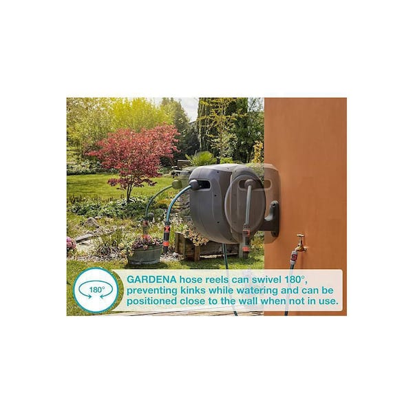 100 ft. Wall Mounted Retractable Hose Reel for Storage with Automatic Lock and Spring Loaded Hose Retraction