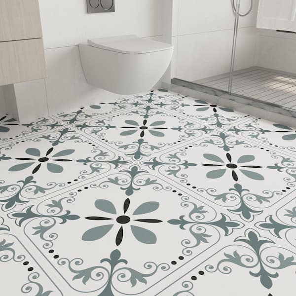 24 in. X 120 in. 4 MIL White Peel & Stick Vinyl Sheet Flooring, Cut to Length, Water Resistant Flooring Roll