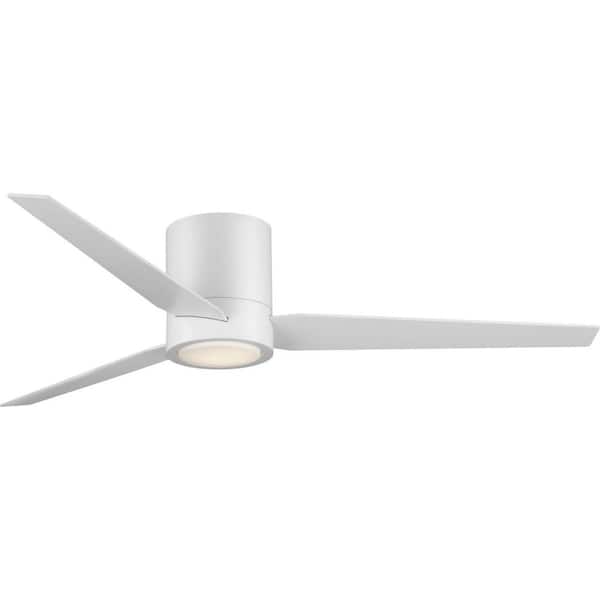 Progress Lighting Braden 56 in. Indoor Integrated LED White Mid-Century Modern Ceiling Fan with Remote for Living Room and Bedroom