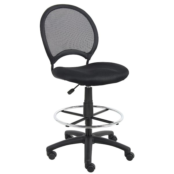 BOSS Office Products Black Mesh Drafting Stool