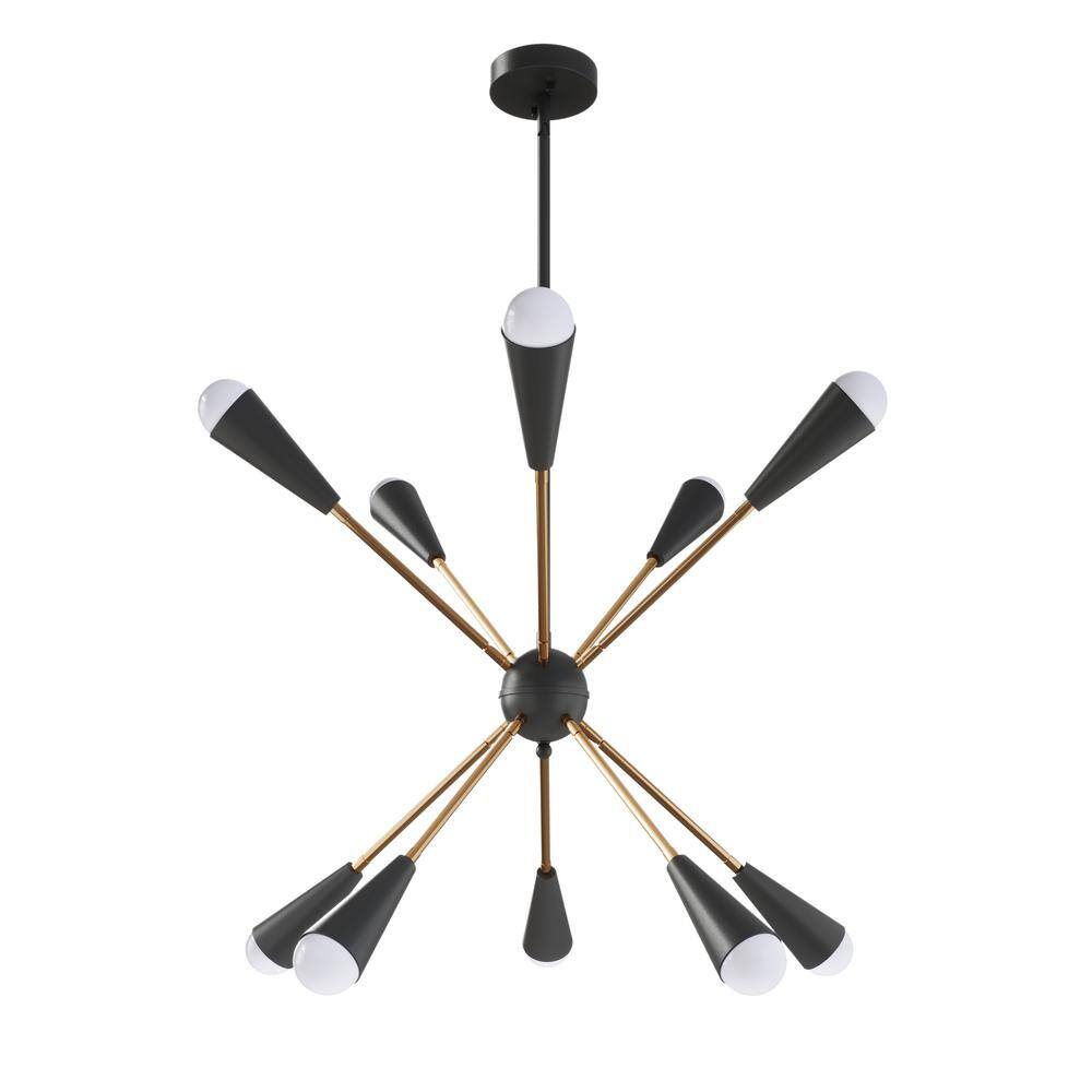 Black and Brass Metal 10-Light Sputnik Chandelier