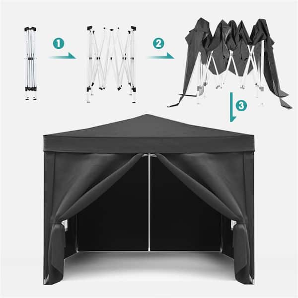 ITOPFOX 10 ft. x 10 ft. Outdoor Black Pop Up Canopy, Folding