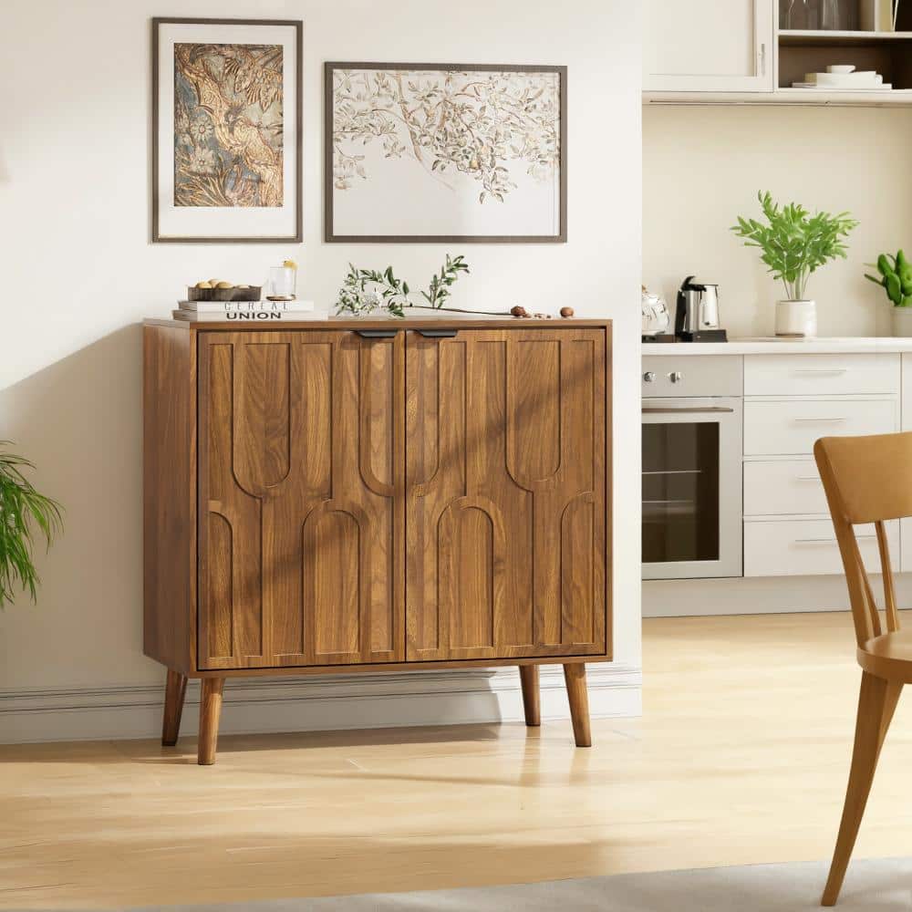 31.5" Farmhouse Sideboard - Walnut Finish, Anti-Tip