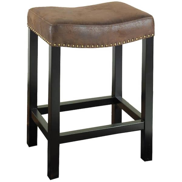Armen Living Halprin 30 in. Backless Fabric Bar Stool in Wrangler Brown