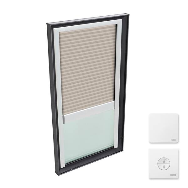 VELUX 22-1/2 x 34-1/2 in. Fixed Curb Mount Skylight w/ Tempered LowE3 Glass & Classic Sand Solar Powered Light Filtering Blind
