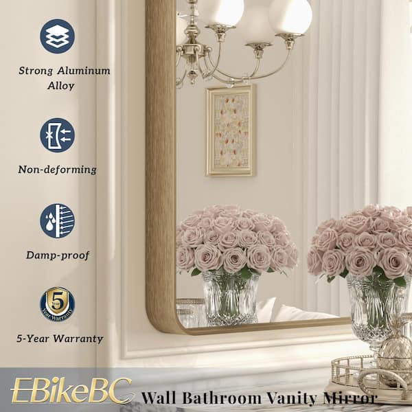 40 in. W x 36 in. H Rectangular Tempered Glass and Aluminum Alloy Framed Wall Bathroom Vanity Mirror in Brushed Bronze