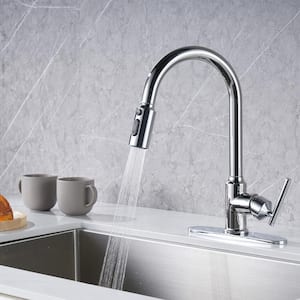 3-Mode Single Handle Pull Down Sprayer Kitchen Faucet with TurboSpray and FastMount in Stainless Steel Polished Chrome