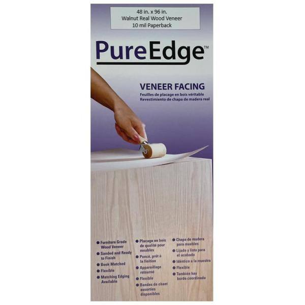 Wood　Walnut　Real　in.　x　903728　96　PureEdge　Veneer　Depot　The　with　10　mil　Paperback　Home　48　in.