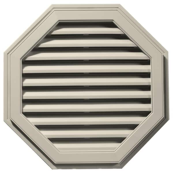 Builders Edge 32 in. x 32 in. Octagon Beige/Bisque Plastic UV Resistant Gable Louver Vent