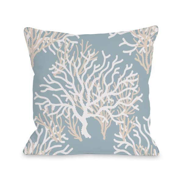 Coral Multicolored Graphic Polyester 16 in. x 16 in. Throw Pillow 74967PL16
