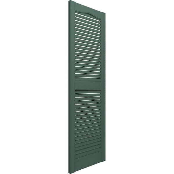 x 55 in Exterior Shutters 15 in Forest Green Louvered Vinyl Pair Wood-Grain 