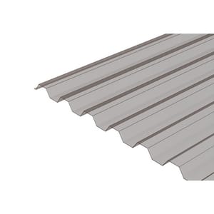 72 in. L x 21 in. W Corrugated Polycarbonate Plastic Trapezoid Clear Light Grey Roofing Sheets (Set of 2-Piece)