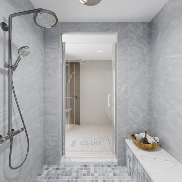 34-36 in. W x 72 in. H Pivot Frameless Shower Door in Chrome Finish with Clear Glass