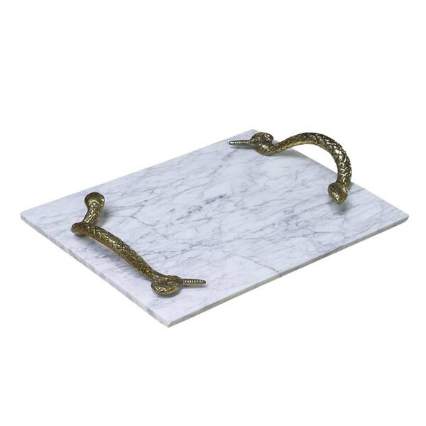 THE URBAN PORT White and Shiny Brass Marble Stone Decorative 