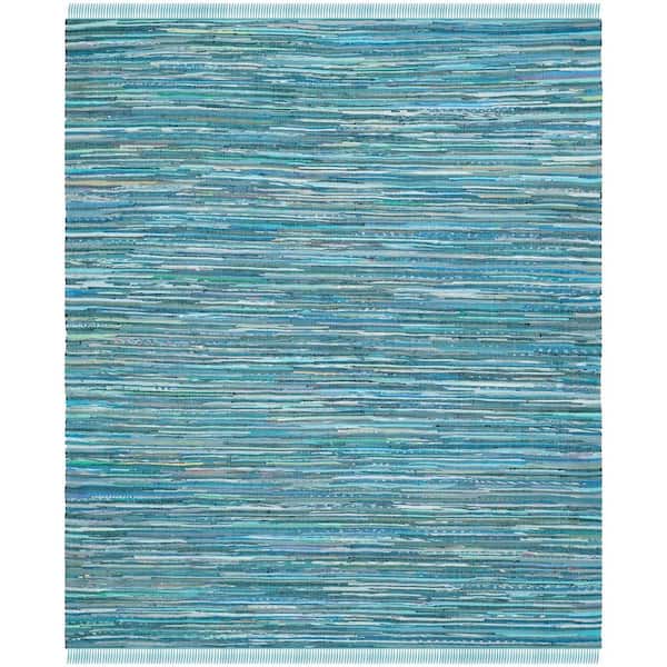 SAFAVIEH Rag Rug Blue/Multi 9 ft. x 12 ft. Gradient Striped Area Rug