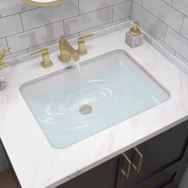 Zeafive 20 in. L Rectangular Bathroom Sink in White Ceramic