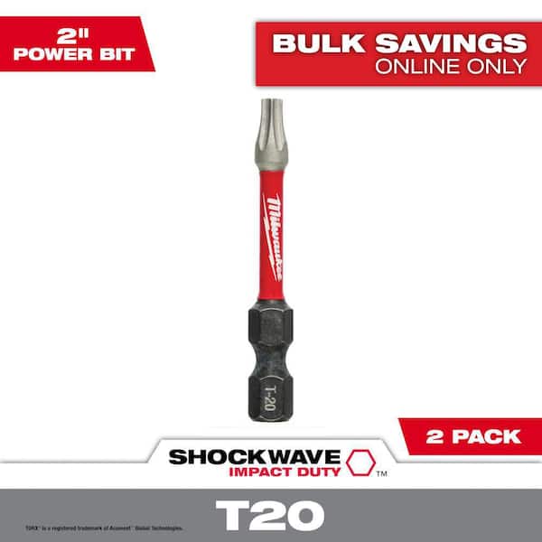 Milwaukee SHOCKWAVE Impact Duty 2 in. T20 Torx Alloy Steel Screw Driver Bit (2-Pack)