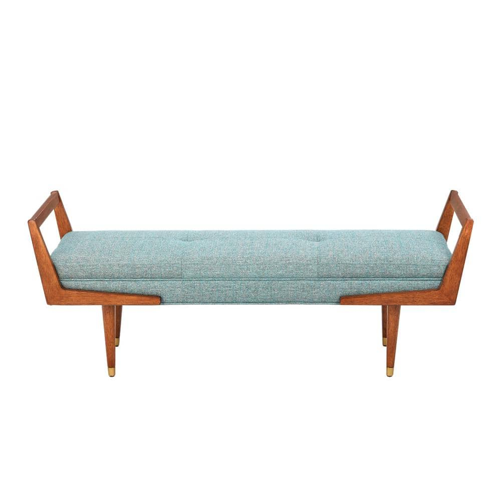 INK+IVY Boomerang Blue/Pecan Bedroom Bench