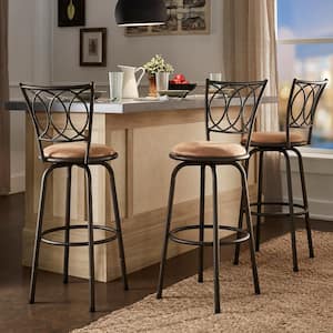 Bronze Metal Scroll Back Adjustable Swivel Stools (Set of 3)