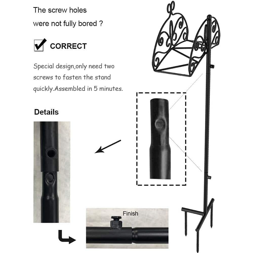Black Heavy-Duty Metal Garden Hose Holder Stand