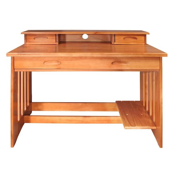 American Furniture Classics Solid Pine Student Desk With Hutch In Honey Finish 1 2167dh The Home Depot