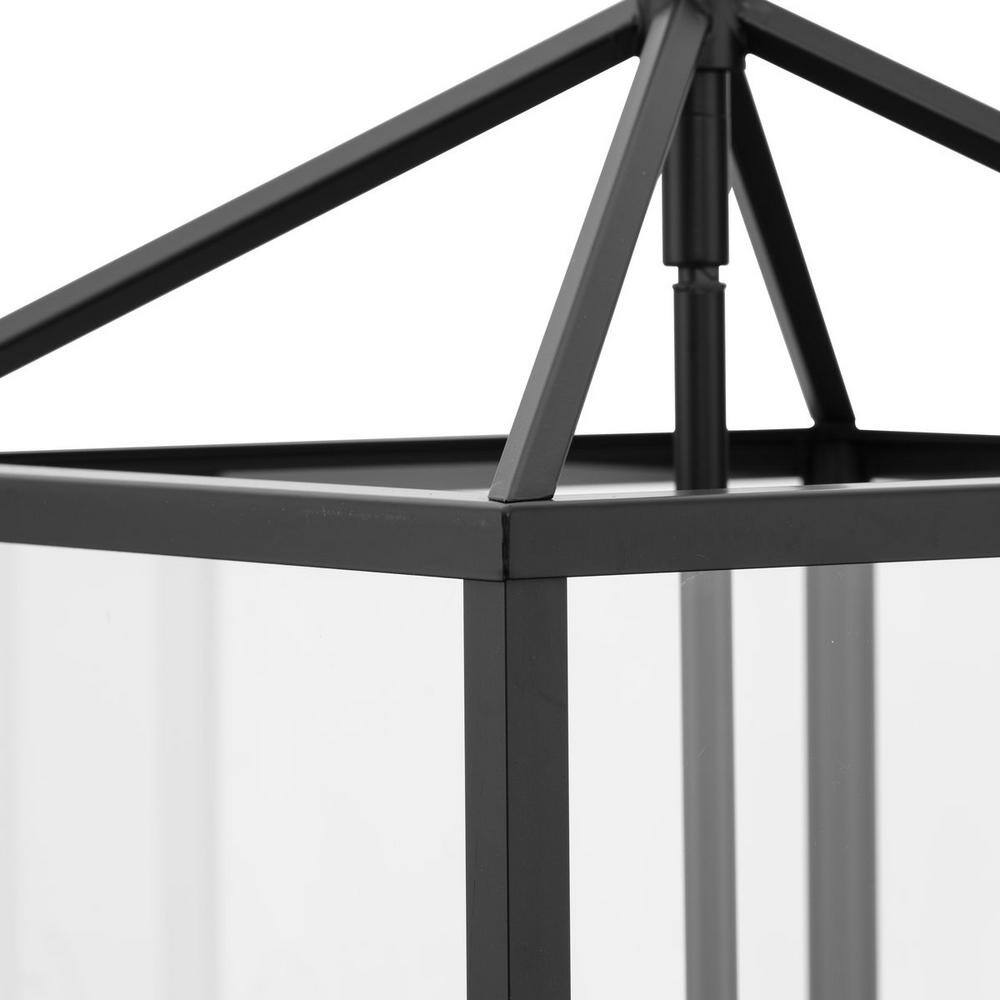 Hillcrest Matte Black 4-Light Foyer Pendant with Clear Glass Panels