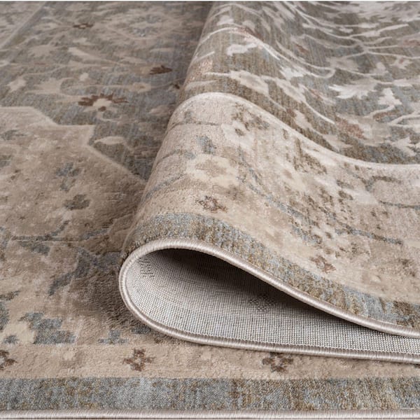 Solara Gray 2 ft. x 8 ft. Medalion Runner Rug