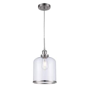Dorina 8 in. 1-Light Brushed Nickel Mini Pendant Light Fixture with Clear Glass Shade