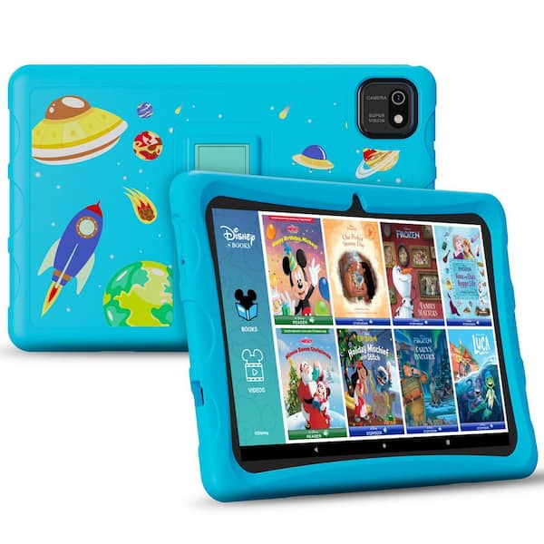 10 in. Kids Tablet Android 13, with 80 Disney E-books and Kid-Proof Case with Kickstand, Blue