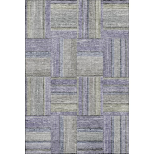 Mayfield Premium Machine Washable Abstract AMF2285 Purple 5 ft. x 7 ft. 6 in. Area Rug