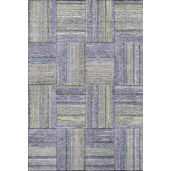 Mayfield Premium Machine Washable Abstract AMF2285 Purple 8 ft. x 10 ft. Area Rug