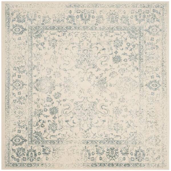 SAFAVIEH Adirondack Ivory/Slate 4 ft. x 4 ft. Border Distressed Square Area Rug