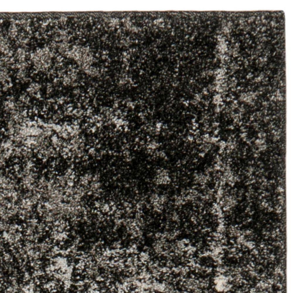 Abstract Shag Black Synthetic 2'3" X 7' Hand-Knotted Runner Rug