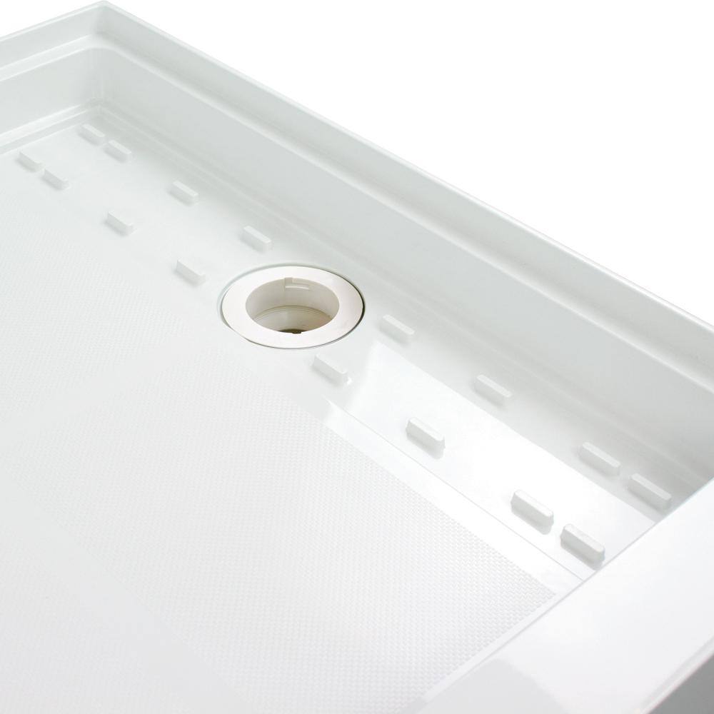 Gray 60'' x 32'' Rectangular Resin Shower Base with Right Drain