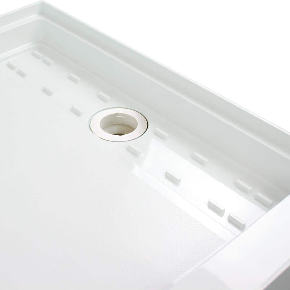 Gray Rectangular Resin Shower Base with Concealed Drain