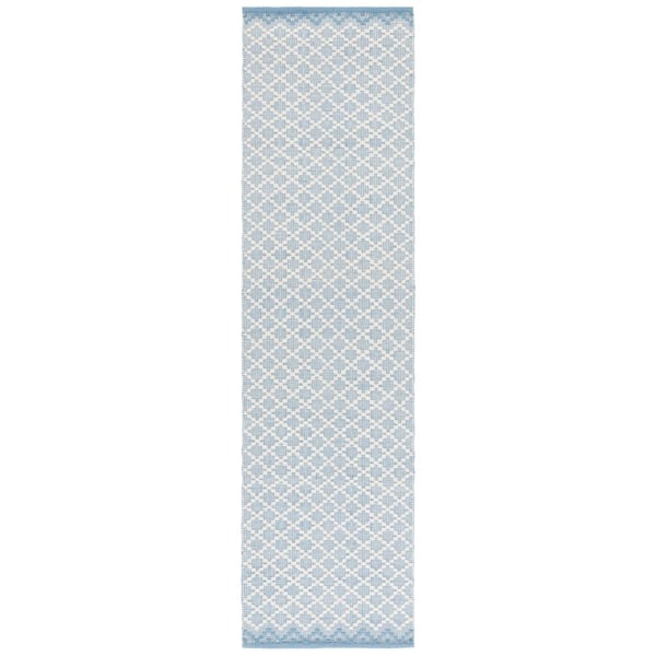 Vermont 2 ft. x 9 ft. Light Blue/Ivory Modern Diamond Runner Rug
