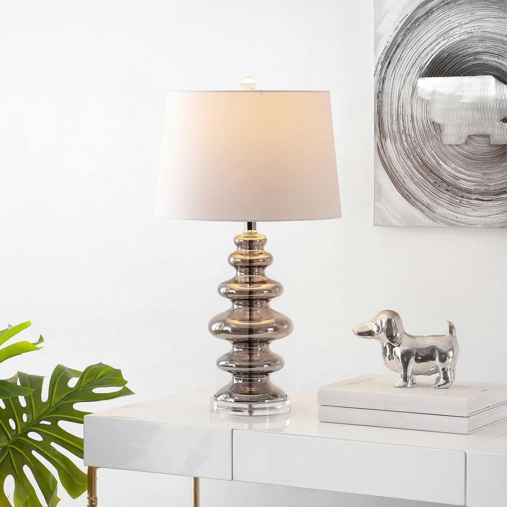 Adjustable 16'' White Stick Table Lamp with Crisp Shade