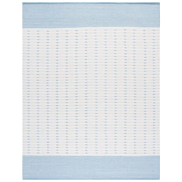 Martha Stewart Denali 8 ft. x 10 ft. Light Blue/Ivory Zig-Zag Striped Area Rug