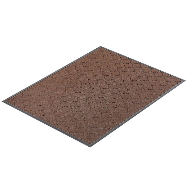 Front Door Mat, 2.92 x 3.92 ft. Commercial Floor Mat, Modern Stylish Carpet with TPE Backing Brown Area Rug