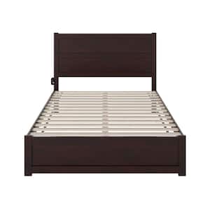 NoHo Espresso Queen Solid Wood Platform Bed with Footboard