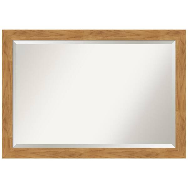 Amanti Art Carlisle Blonde 40 in. W x 28 in. H Wood Framed Beveled Wall Mirror in Unfinished Wood