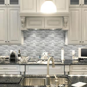 Fresh Taffy Blue/Gray 11.5 in. x 11.875 in. Interlocking Gloss Glass/Metal Mosaic Tile (9.48 sq. ft./Case)