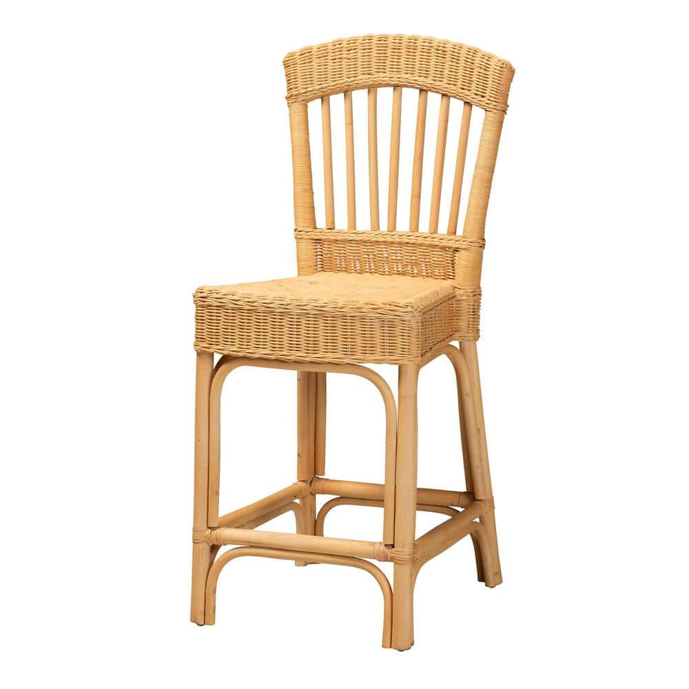 Barito 24.4 in. Natural Rattan Counter Stool