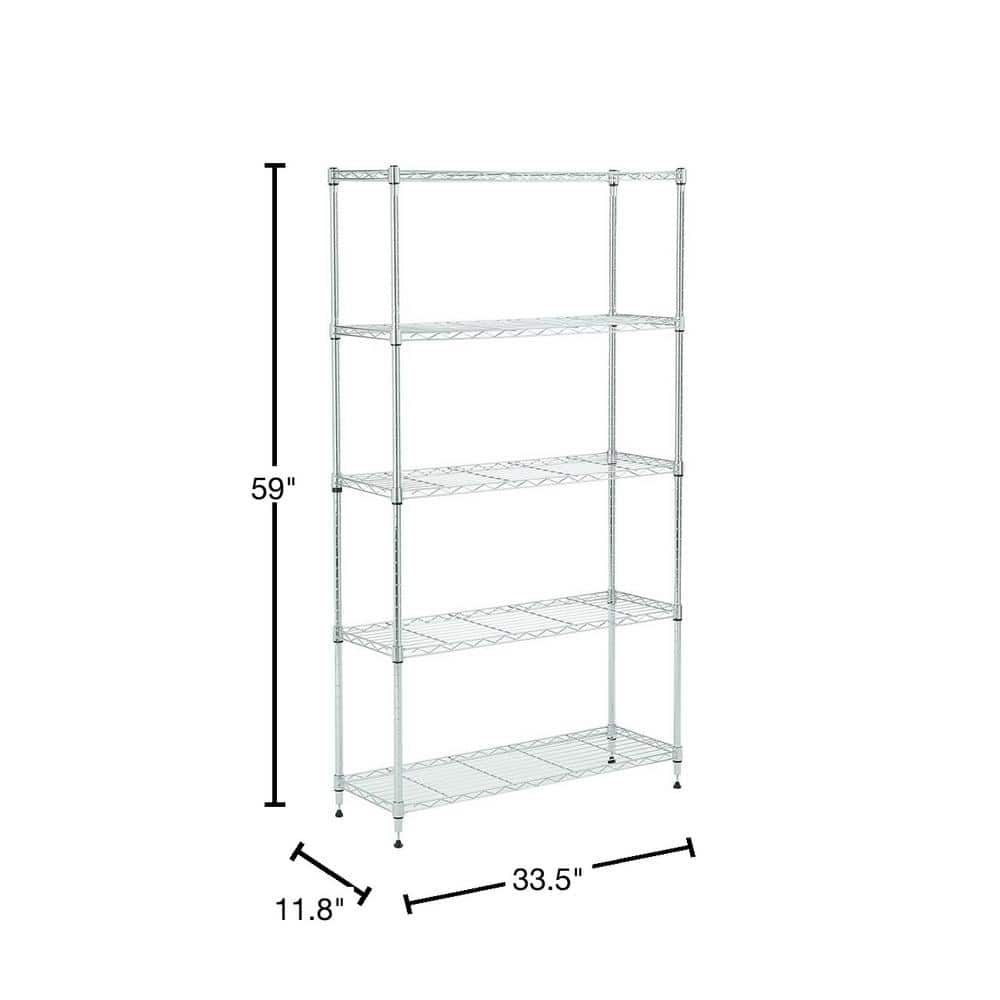 Adjustable Chrome 5-Tier Wire Shelving Unit