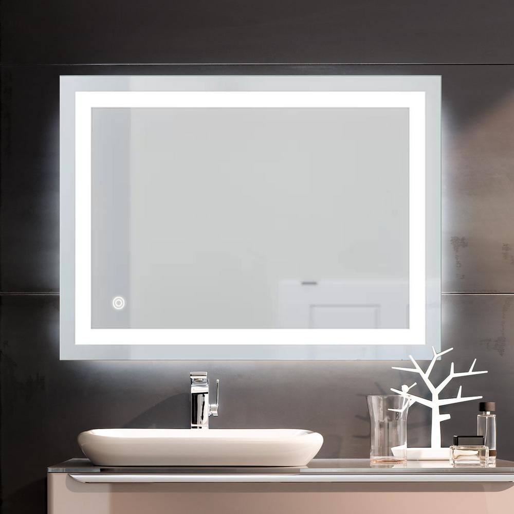 32 in. W x 24 in. H Rectangular Frameless Wall Bathroom Vanity Mirror with 