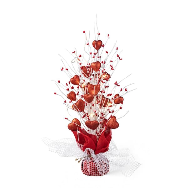 Glitzhome 21 in. H Lighted Valentine's and Christmas Heart Table Tree