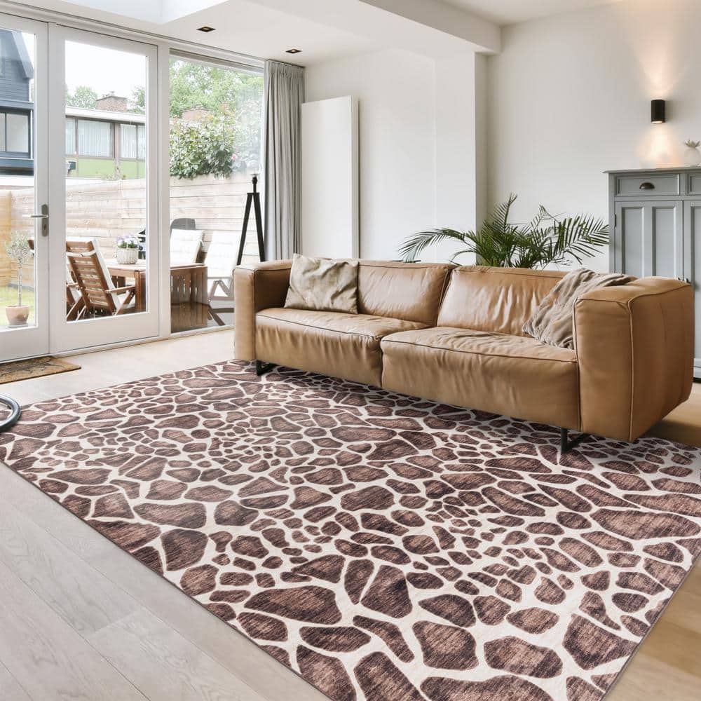 Gavin Brown and Ivory Polyester Animal Print 8' x 10' Area Rug
