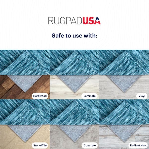 RugPadUSA Essentials 5 ft. x 7 ft. Rectangle Felt + Rubber Non-Slip 1/8 in. Thick Rug Pad