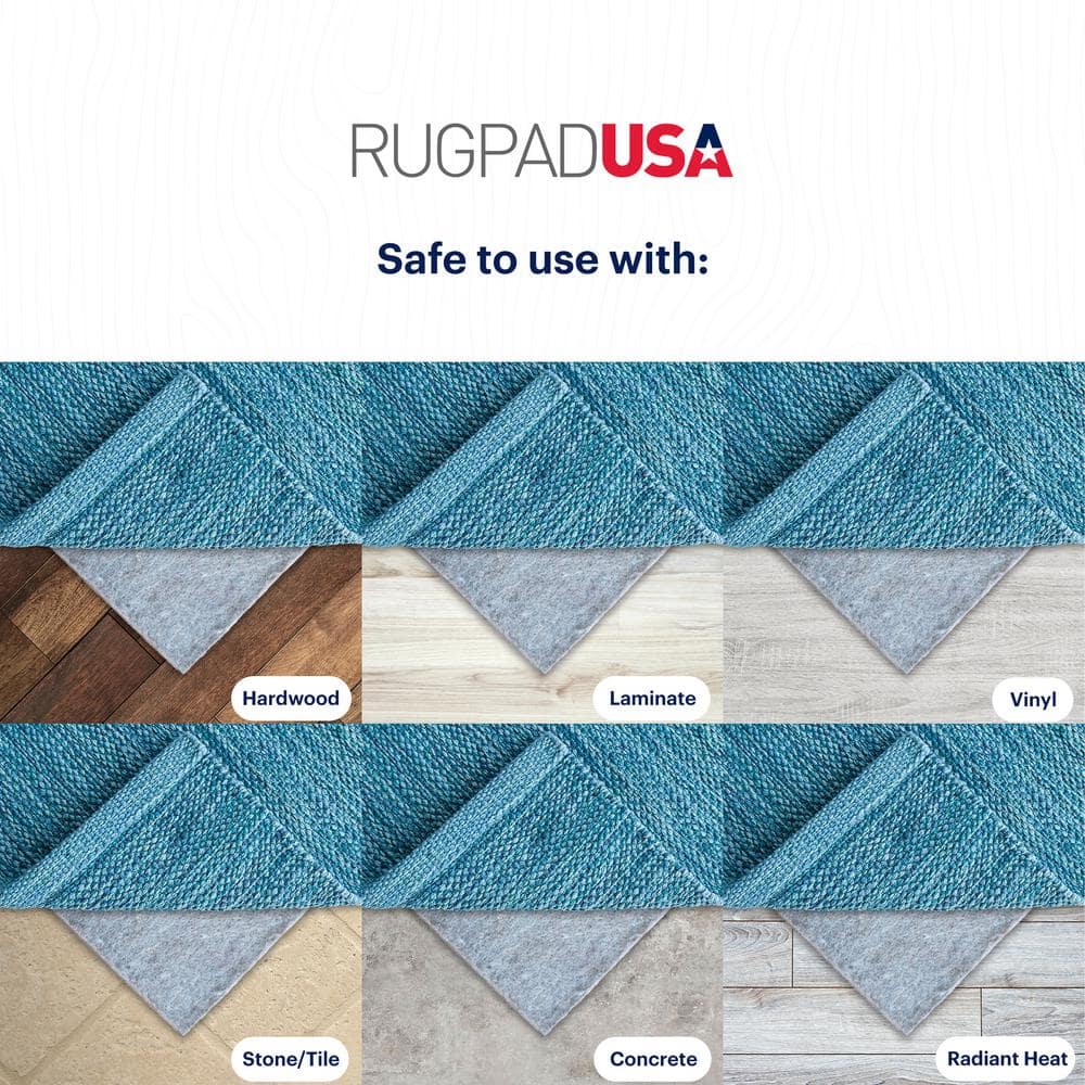 Gray Felt Cushioned Rectangle Area Rug Pad
